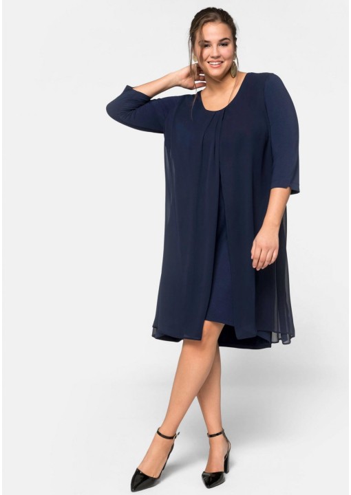 Sheego trikotažo suknelė viršutiniu šifono sluoksniu