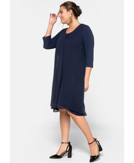 Sheego trikotažo suknelė viršutiniu šifono sluoksniu