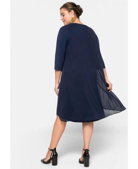 Sheego trikotažo suknelė viršutiniu šifono sluoksniu