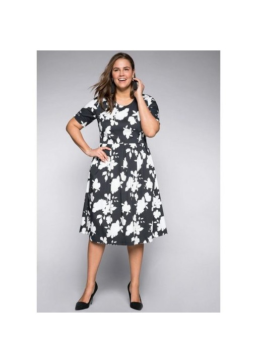 Sheego medvilnės suknelė su kūną formuojančiu apatiniu A Sheego - 1