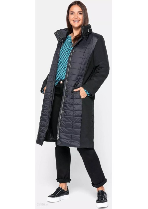 Kombinuotų audinių dygsniuotas Sheego paltas