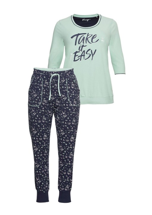 Kontrastingų spalvų Sheego pižama su ilgomis kelnėmis