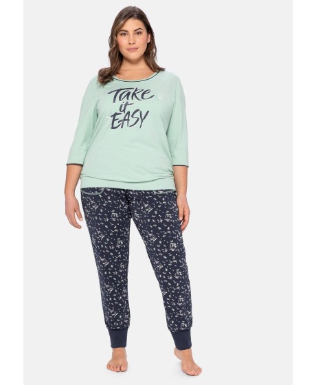 Kontrastingų spalvų Sheego pižama su ilgomis kelnėmis