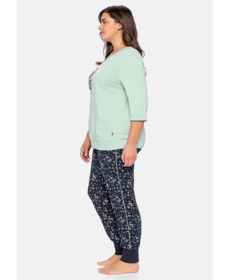 Kontrastingų spalvų Sheego pižama su ilgomis kelnėmis