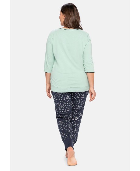 Kontrastingų spalvų Sheego pižama su ilgomis kelnėmis