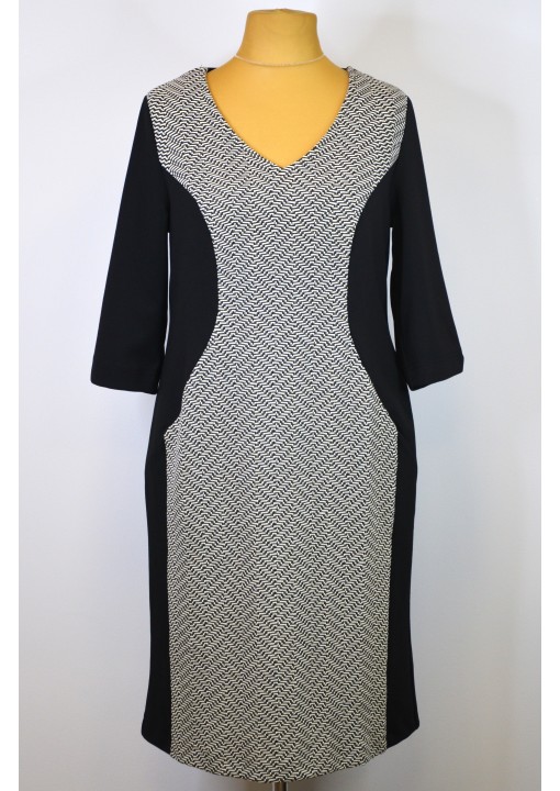 Sheego trikotažo suknelė su grafinio rašto intarpu priekyje