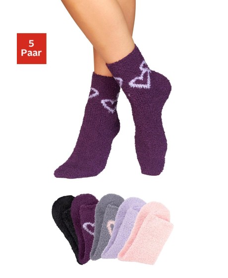 Lavana pliušinių kojinių su širdelėmis komplektas (5 poros)