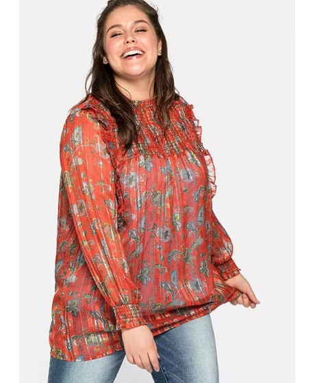 Sheego šifono tunika ilgomis rankovėmis