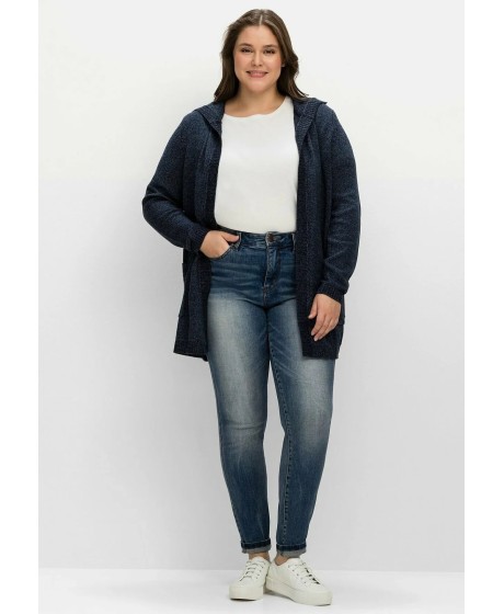 Sheego medvilnės kardiganas su gobtuvu