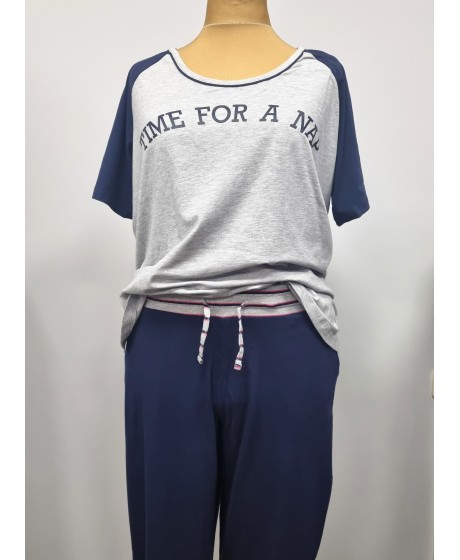 Sheego medvilnės pižama su bridžų stiliaus kelnėmis