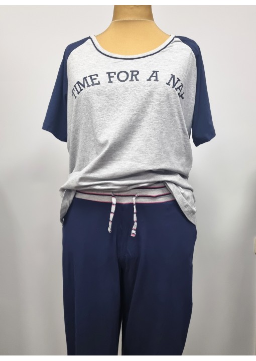 Sheego medvilnės pižama su bridžų stiliaus kelnėmis