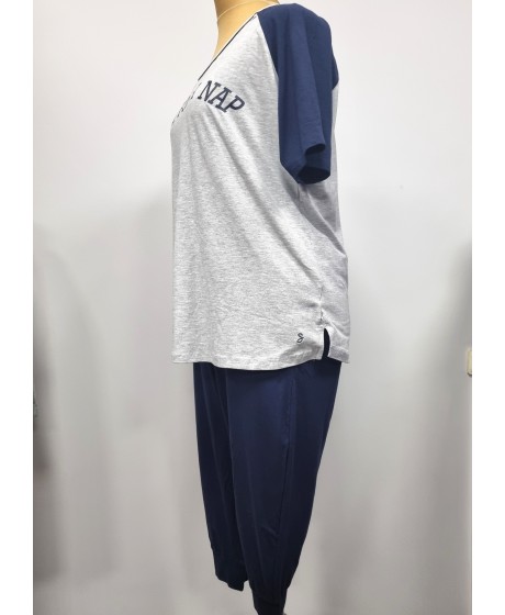 Sheego medvilnės pižama su bridžų stiliaus kelnėmis