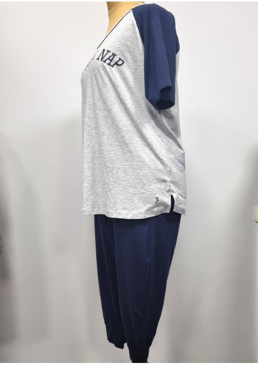 Sheego medvilnės pižama su bridžų stiliaus kelnėmis