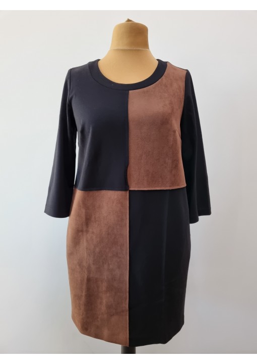 AMY VERMONT džersio suknelė su kišenėm ir odos imitacijos